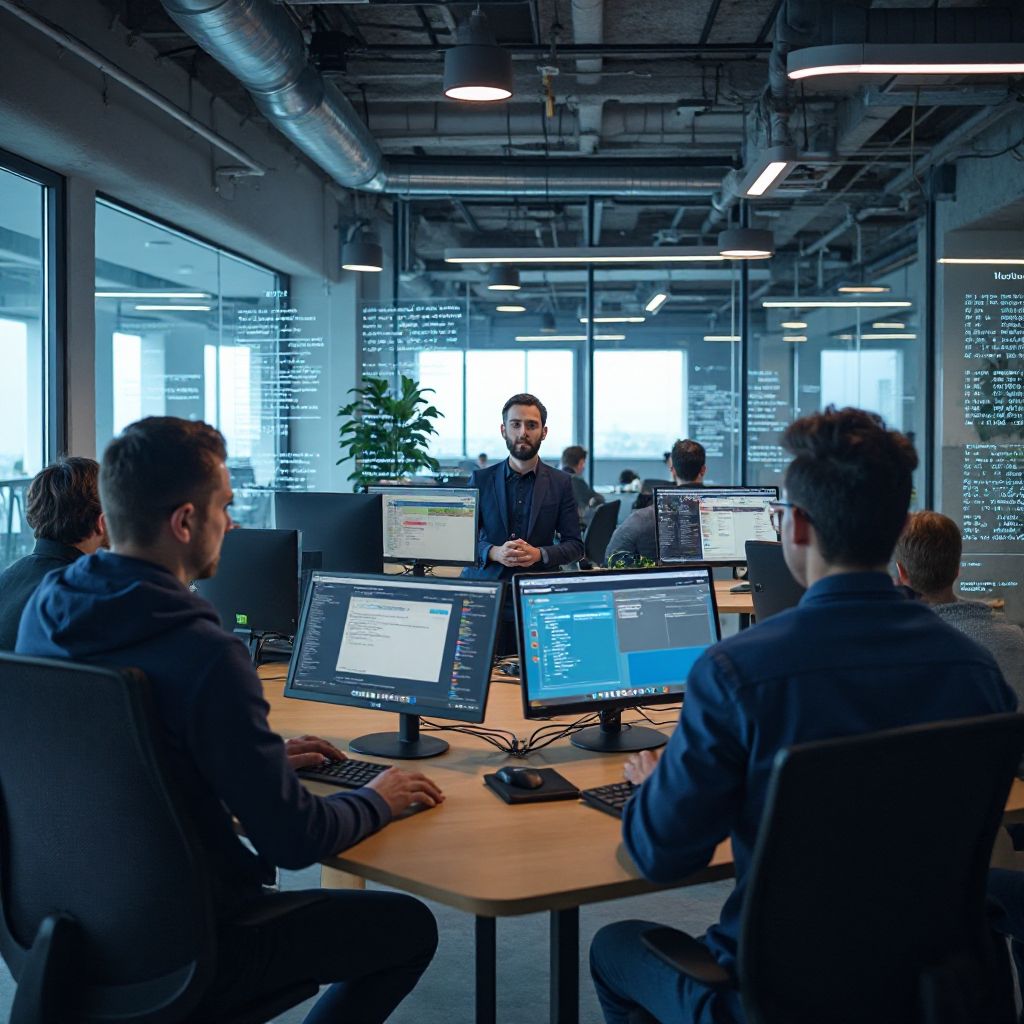 Echipa AI România în birou